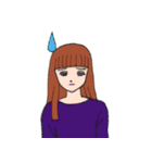 女の子読書編み物宇宙船車季節お祝い（個別スタンプ：8）