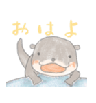 コツメカワウソのクレヨン風スタンプ（個別スタンプ：2）