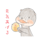 コツメカワウソのクレヨン風スタンプ（個別スタンプ：10）