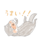 コツメカワウソのクレヨン風スタンプ（個別スタンプ：20）