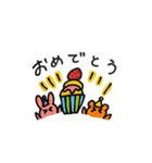 カラフルなくまとうさぎたち（個別スタンプ：1）
