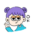 ポップな女の子とうさぎ（個別スタンプ：1）