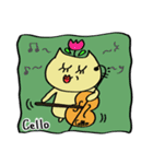 チェロねことチェロうさぎの仲良しスタンプ（個別スタンプ：1）