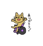 車椅子ねこの挨拶（個別スタンプ：1）