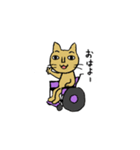 車椅子ねこの挨拶（個別スタンプ：6）
