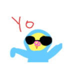 青のパーカーのインコ（個別スタンプ：3）