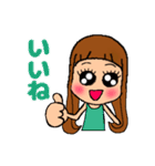 デカ目ロング女子（個別スタンプ：3）