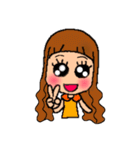 デカ目ロング女子（個別スタンプ：4）