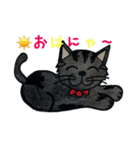 クロ猫みるくのごあいさつ（個別スタンプ：1）