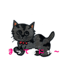 クロ猫みるくのごあいさつ（個別スタンプ：5）