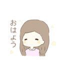 女の子で日常のスタンプ（個別スタンプ：1）