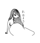 monochrome _ girl（個別スタンプ：1）