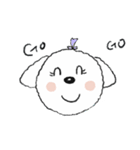 幸せそうな白い子犬のアジ（個別スタンプ：3）