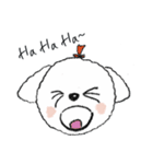 幸せそうな白い子犬のアジ（個別スタンプ：8）