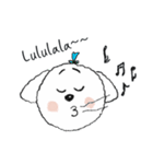 幸せそうな白い子犬のアジ（個別スタンプ：9）