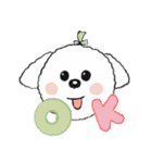 幸せそうな白い子犬のアジ（個別スタンプ：13）