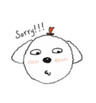 幸せそうな白い子犬のアジ（個別スタンプ：22）