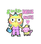 スペイン語＆日本語☆夏コーデのねこちゃん（個別スタンプ：4）