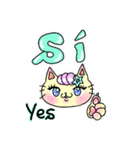 スペイン語＆日本語☆夏コーデのねこちゃん（個別スタンプ：13）