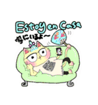 スペイン語＆日本語☆夏コーデのねこちゃん（個別スタンプ：23）