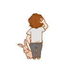 うさぎと暮らす男子（個別スタンプ：21）