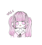 カラフルな可愛い女の子（個別スタンプ：1）