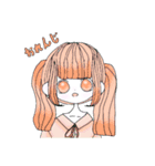 カラフルな可愛い女の子（個別スタンプ：3）