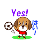 サッカー犬 赤ユニ版（個別スタンプ：4）