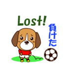 サッカー犬 赤ユニ版（個別スタンプ：9）