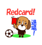 サッカー犬 赤ユニ版（個別スタンプ：15）