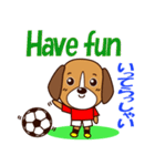 サッカー犬 赤ユニ版（個別スタンプ：20）