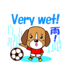 サッカー犬 赤ユニ版（個別スタンプ：37）