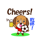 サッカー犬 赤ユニ版（個別スタンプ：38）