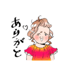 くるくるヘアの女の子（個別スタンプ：4）