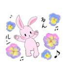 ❤️可愛いピンクウサギちゃんと綺麗な花❤️（個別スタンプ：5）