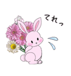 ❤️可愛いピンクウサギちゃんと綺麗な花❤️（個別スタンプ：7）