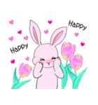 ❤️可愛いピンクウサギちゃんと綺麗な花❤️（個別スタンプ：18）