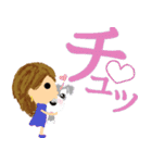 でか文字 わんこ と 女の子（個別スタンプ：6）