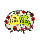 Pi-＆Peko 幸せの黄色い鳥と花（個別スタンプ：8）