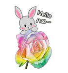 ❤️可愛いウサギ可愛いと綺麗なお花❤️（個別スタンプ：6）