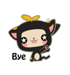 黒い葉の猫（個別スタンプ：6）