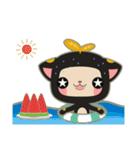 黒い葉の猫（個別スタンプ：13）