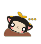 黒い葉の猫（個別スタンプ：14）