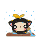 黒い葉の猫（個別スタンプ：15）