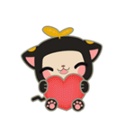 黒い葉の猫（個別スタンプ：21）