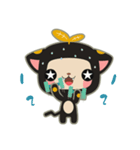 黒い葉の猫（個別スタンプ：23）