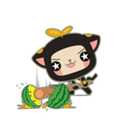 黒い葉の猫（個別スタンプ：26）