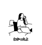 線画の働くお姉さん 日本語字幕ver（個別スタンプ：18）