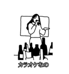 線画の働くお姉さん 日本語字幕ver（個別スタンプ：24）