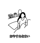 線画の働くお姉さん 日本語字幕ver（個別スタンプ：28）